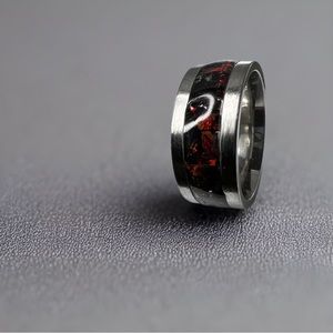 Stainless Steel Ring with Opal Stones - Size 6